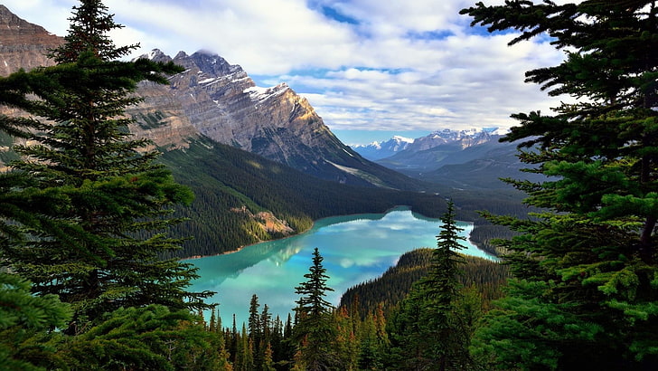 HD wallpaper: Canada, lake, mountain, scenics tree, beauty in nature | Wallpaper Flare