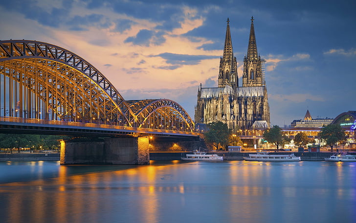 Cities, Cologne, Bridge, Cathedral, City, Germany, HD wallpaper