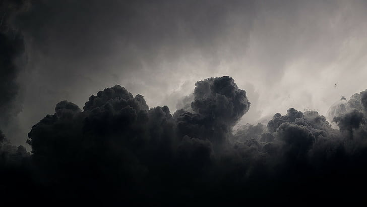 cloudy skies, clouds, monochrome, nature, weather, cloud - Sky