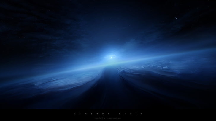 galaxy digital wallpaper, space, Neptune, artwork, science fiction