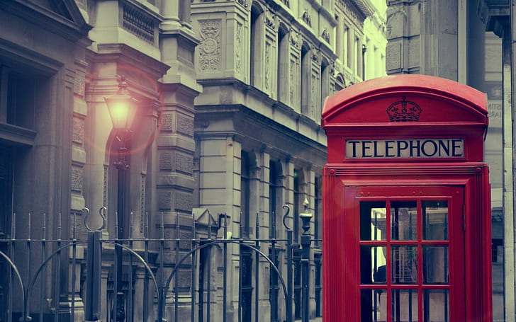 London Vintage phone booth, red london telephone booth, world, HD wallpaper