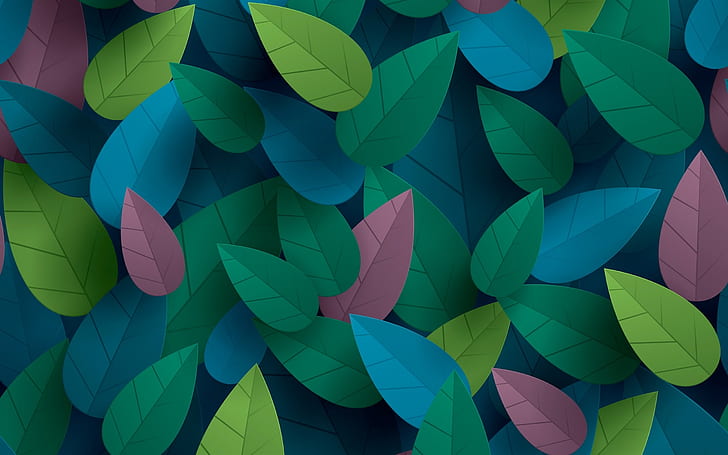 Colorful leaves, art design, HD wallpaper