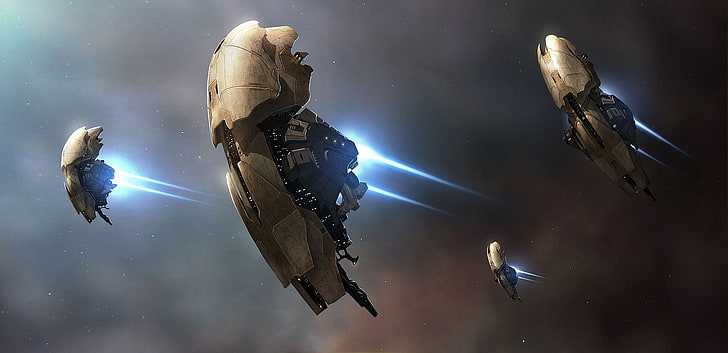 four gray spaceships wallpaper, Amarr, EVE Online, video games
