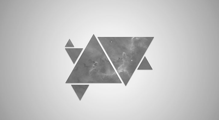 Space Triangles, triangular gray logo, Artistic, Abstract, minimal