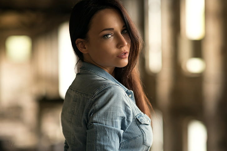 Angelina Petrova, model, portrait, depth of field, women, brunette