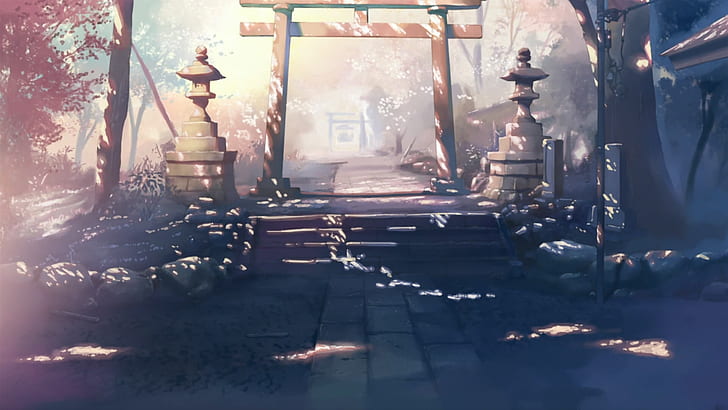 centimeters, gate, landscapes, makoto, shinkai, torii