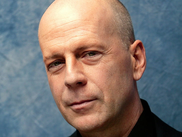 Bruce Willis, men, actor, portrait, bald, HD wallpaper