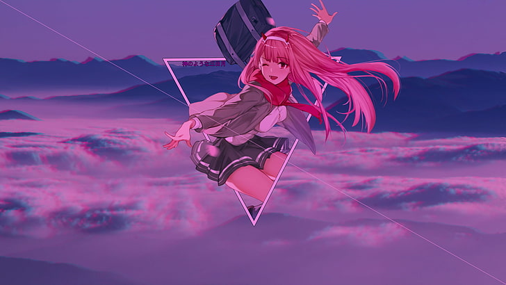 Zero Two (Darling in the FranXX), picture-in-picture, blurred