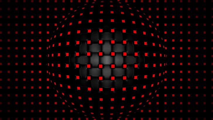 red and black checked digital wallpaper, sphere, full frame, pattern, HD wallpaper