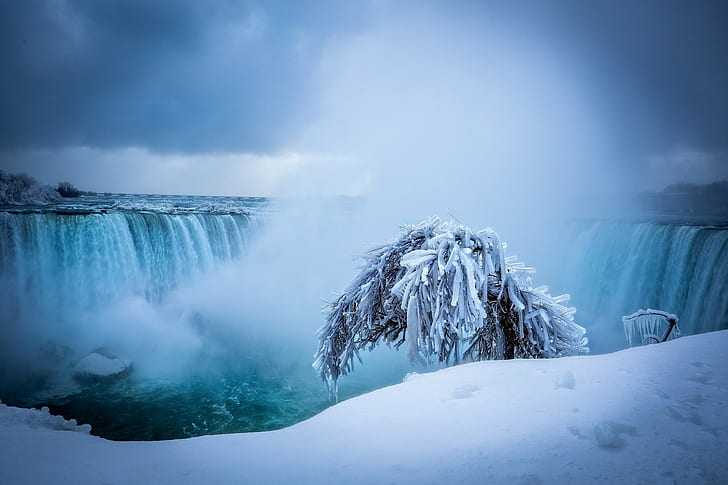 Niagara Falls, ice, waterfall, HD wallpaper