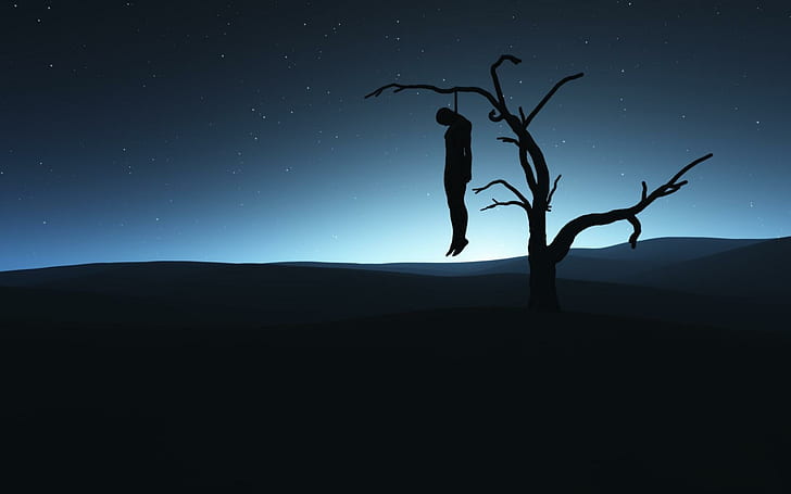 Dark Horror Emo Mood Sd Sorrow Suicide Photos, suicide man using rope silhoutte, HD wallpaper