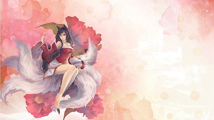 Fox Spirit HD wallpaper, Ahri, League of Legends, anime girls