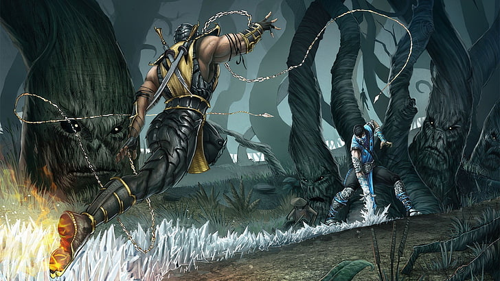Mortal Combat Scorpion and Sub-Zero digital wallpaper, Mortal Kombat