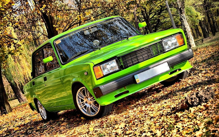 Lada 2107, green tofas serce, cars, 2560x1600