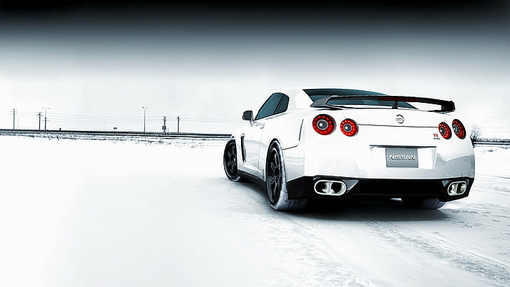  HD wallpaper: coche nieve nissan nissan gt r supercars coches blancos |  Llamarada de papel tapiz