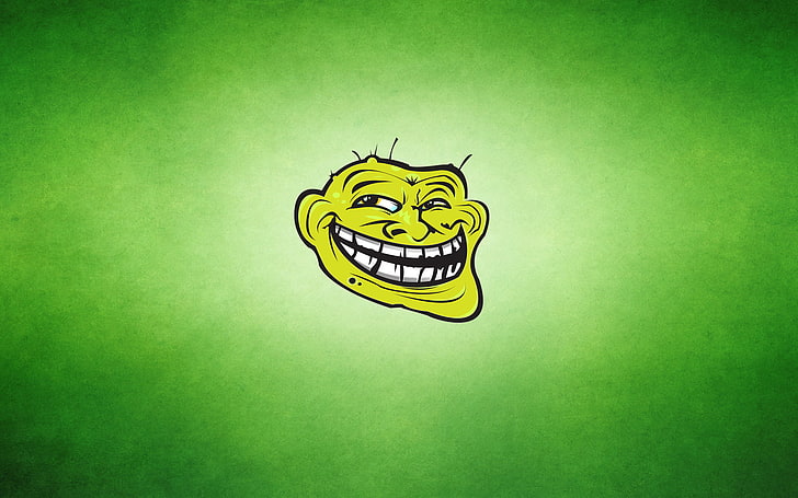 troll meme illustration, green, smile, Trollface, The trollface, HD wallpaper
