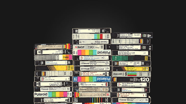 black VHS case lot, style, retro, magazine, data, business, backgrounds