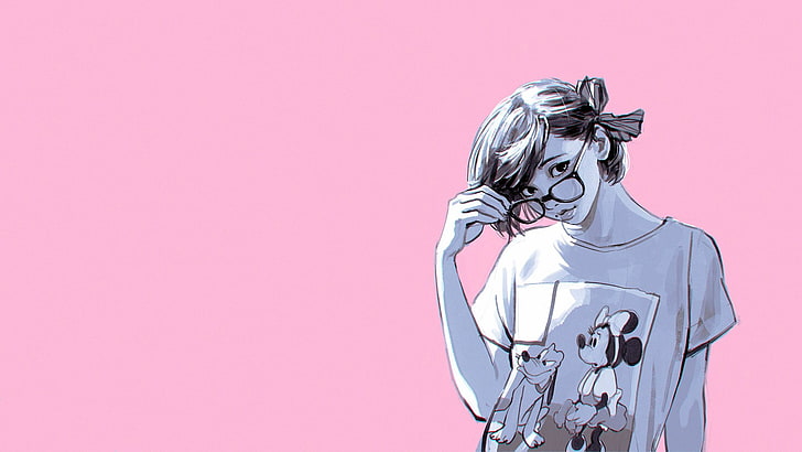 woman wearing eyeglasses illustration, Ilya Kuvshinov, artwork, HD wallpaper