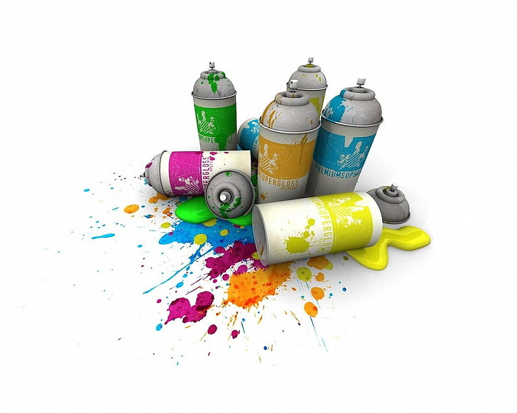 assorted spray can lot, paint, color, Sprays, spool, plastic, HD wallpaper