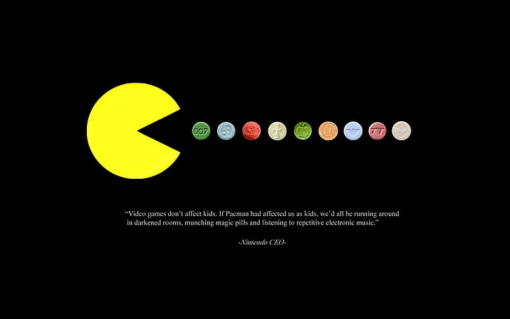 Hd Wallpaper Pac Man Game Application Logo Pacman Video Games Quote Pills Wallpaper Flare