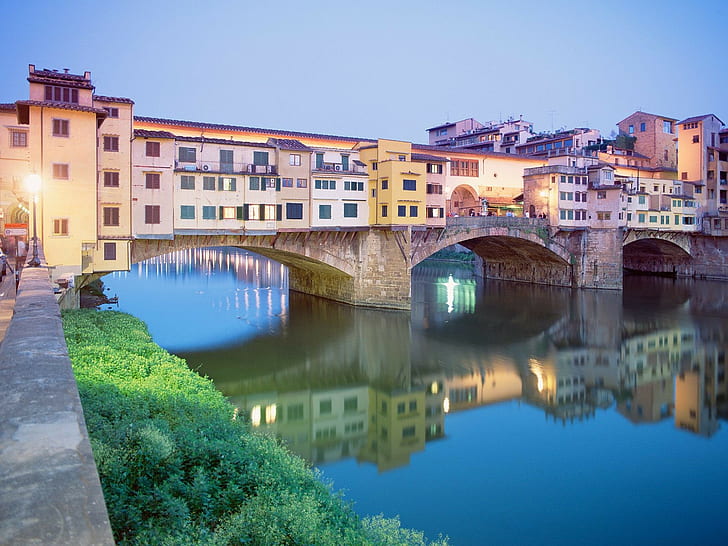Italy, bridge, ponte vecchio, Florence, city, old building, HD wallpaper
