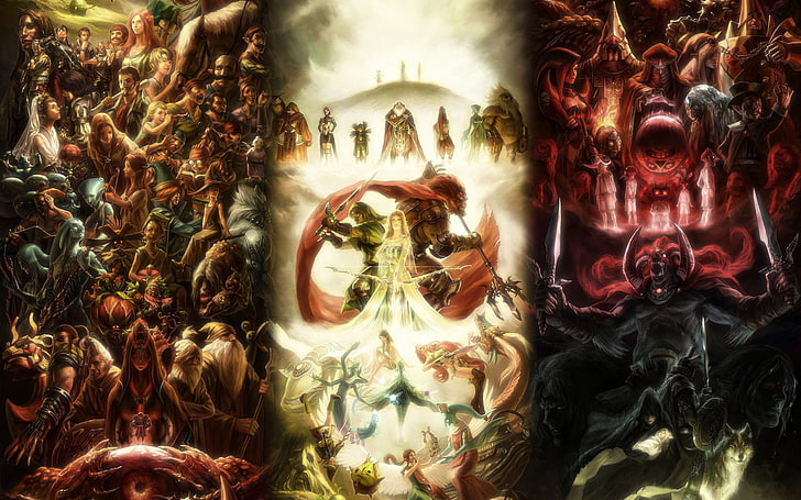 illustration of gods, The Legend of Zelda, Link, Ganondorf, Midna, HD wallpaper