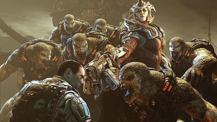 monster character wallpaper, Gears of War, Gears of War 3, video games