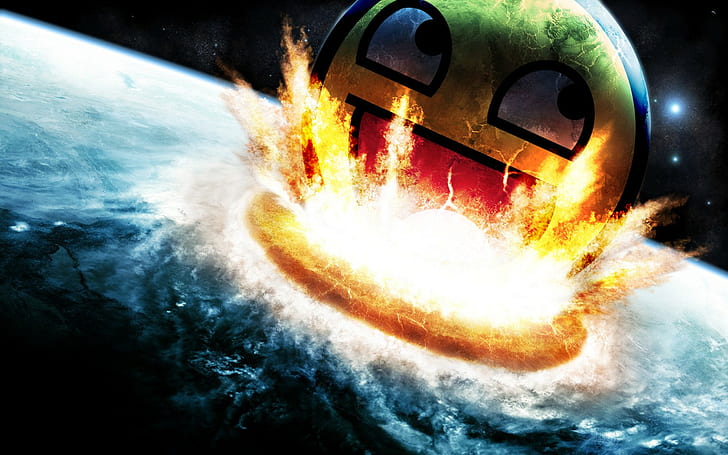 awesome face, explosion, space, planet, digital art, HD wallpaper