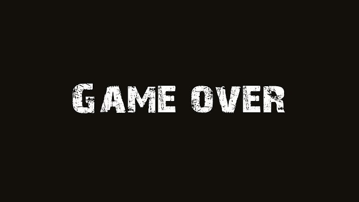 black background with game over text overlay, typo, minimalism