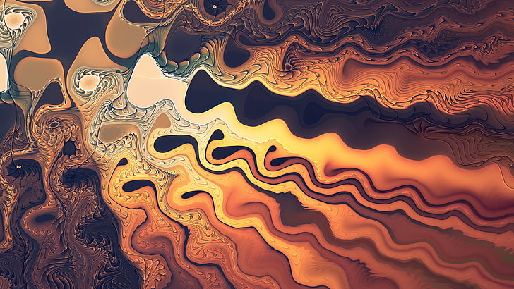 multicolored abstract digital wallpaper, fractal, waves, artwork