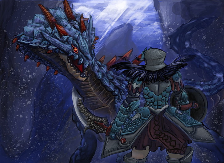 blue dragon wallpaper, Monster Hunter, art and craft, sculpture