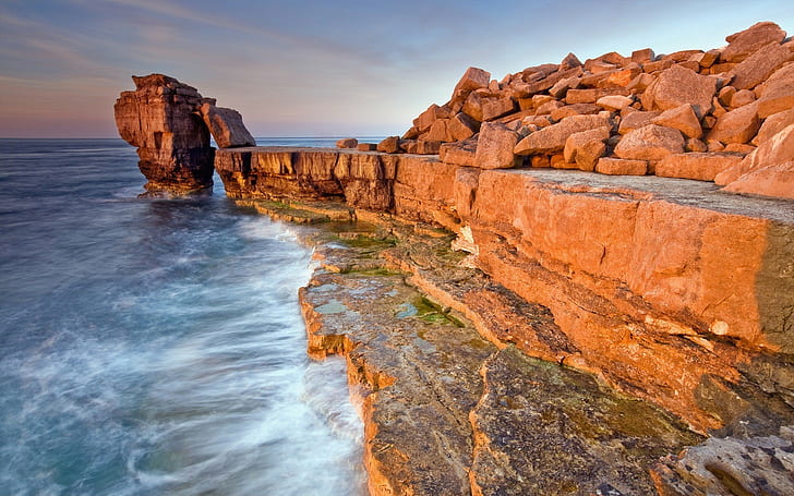 sea, rock, coast, HD wallpaper