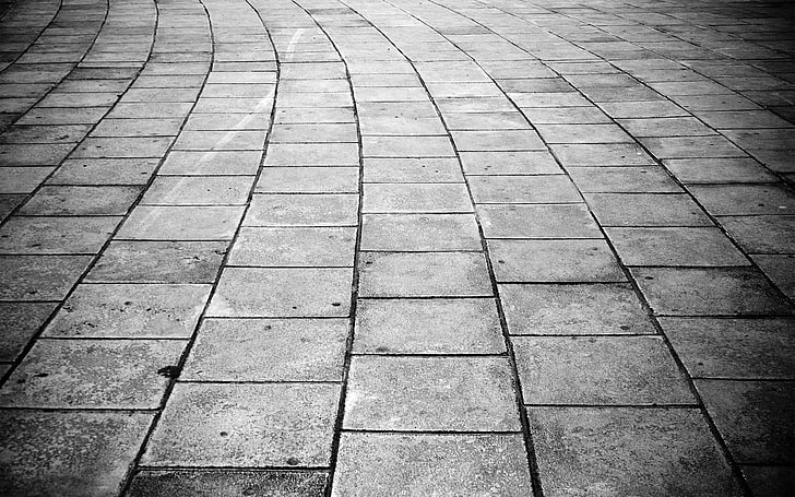 grey concrete road grayscale photography, monochrome, sidewalks, HD wallpaper