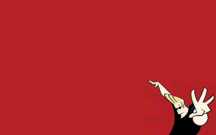 Johnny Bravo, red background, minimalism, human hand, human body part