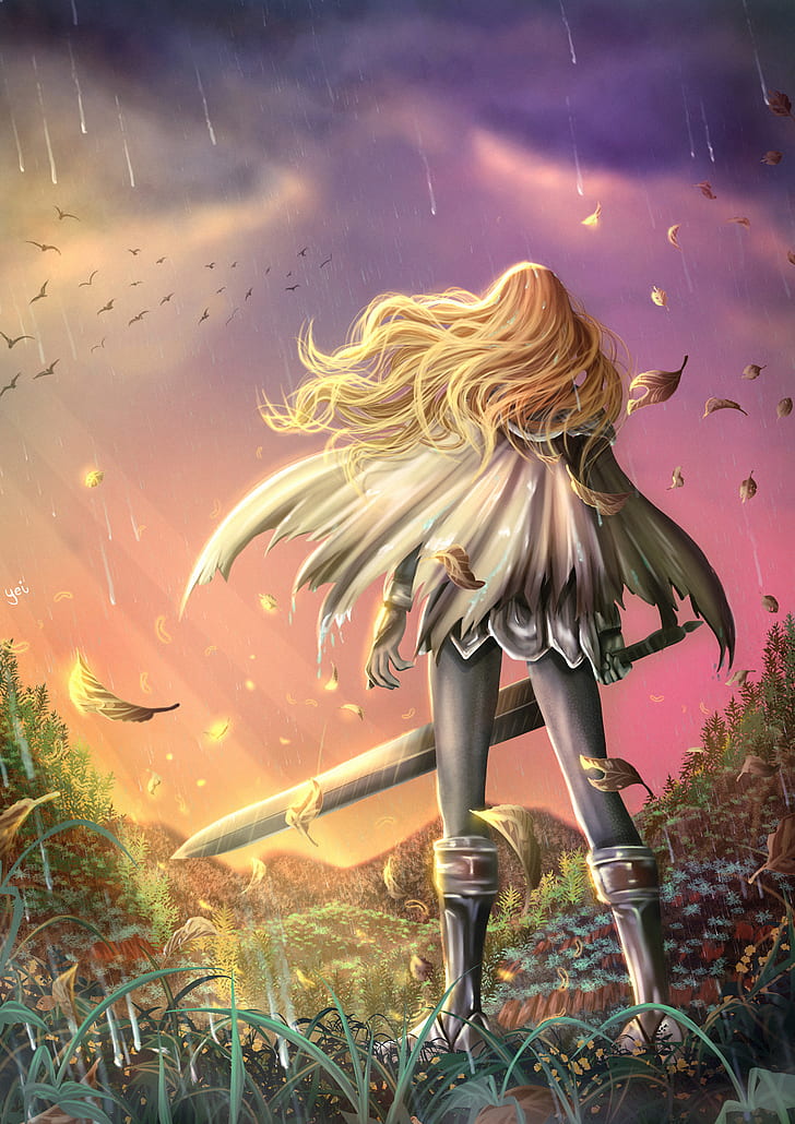 Claymore (anime), anime girls, long hair, 2D, vertical, women with swords