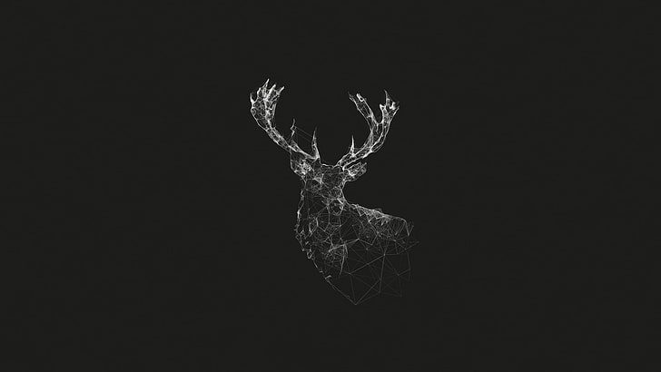 black reindeer illustration, grayscale illustration of reindeer, HD wallpaper