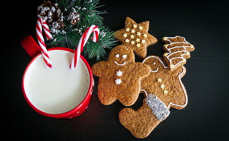 Christmas Cookies and Milk for Santa Claus, Holidays, Winter, HD wallpaper
