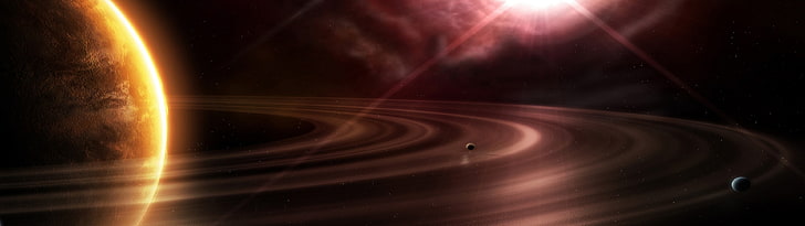 planet Saturn, space, space art, planetary rings, digital art