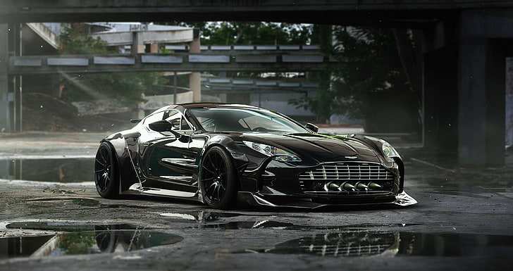 black luxury car, Aston Martin, Tuning, Future, Supercar, ONE-77, HD wallpaper
