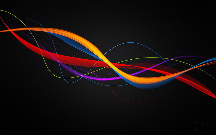 waveforms, lines, abstract, multi colored, no people, illuminated, HD wallpaper