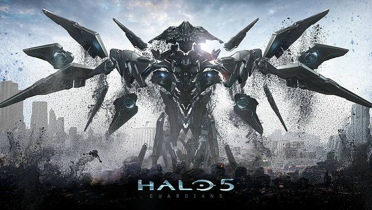 Halo 5 game wallpaper, war, futuristic, illustration, backgrounds, HD wallpaper