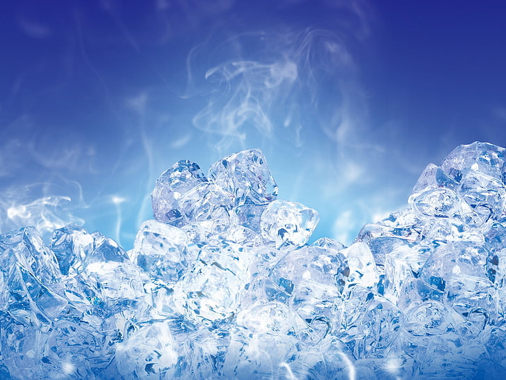 ice cube lot, blue, transparent, 155, frozen, cold temperature, HD wallpaper