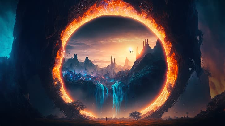 elven, portal, magic, HD wallpaper