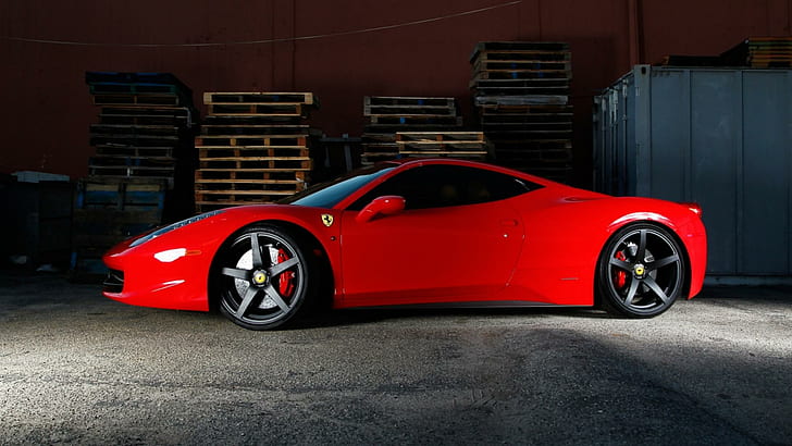 Ferrari 458 Italia sports car, red, desktop, HD wallpaper