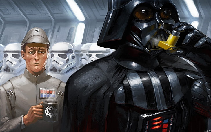 Star Wars Darth Vader wallpaper, stormtrooper, humor, portrait