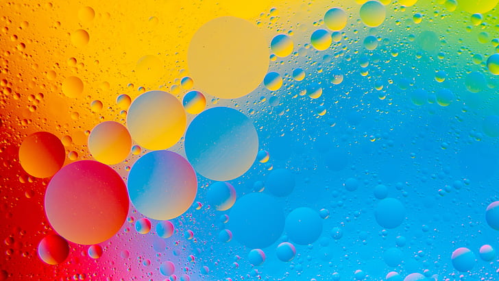 colorful, circles, multicolor, bubbles, water, liquid bubble, HD wallpaper