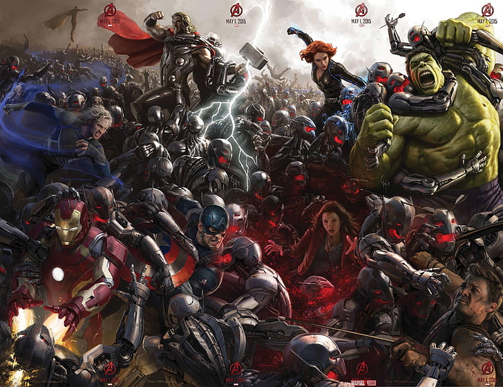 Marvel characters illustration, Captain America, Iron Man, Hulk, HD wallpaper