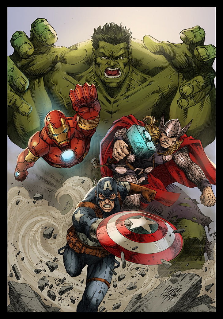 The Avengers, Hulk, Thor, Iron Man, Captain America, superhero, HD wallpaper