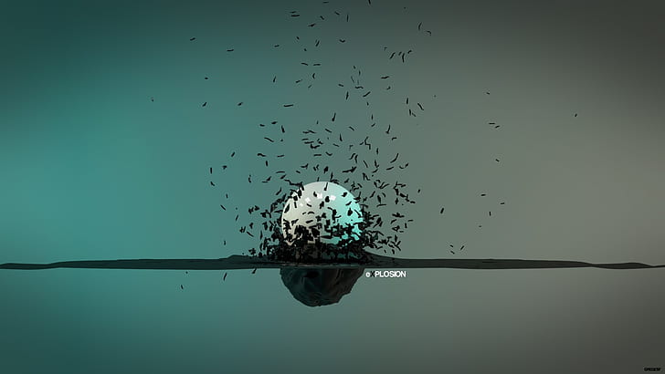 abstract black minimalistic white explosions 3d render explosion exploit 1920x1080  Art Minimalistic HD Art, HD wallpaper