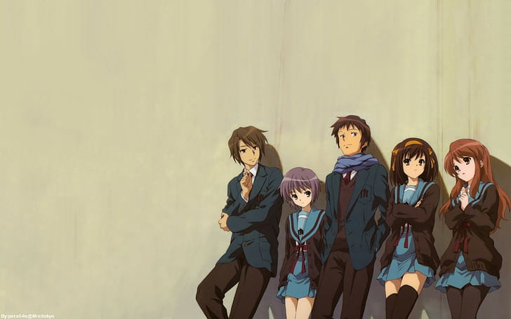 Koizumi Itsuki, anime boys, Suzumiya Haruhi, school uniform, HD wallpaper